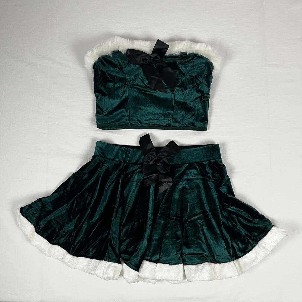 Avidlove Sexy Velvet Emerald Green Holiday Set - M - NWT